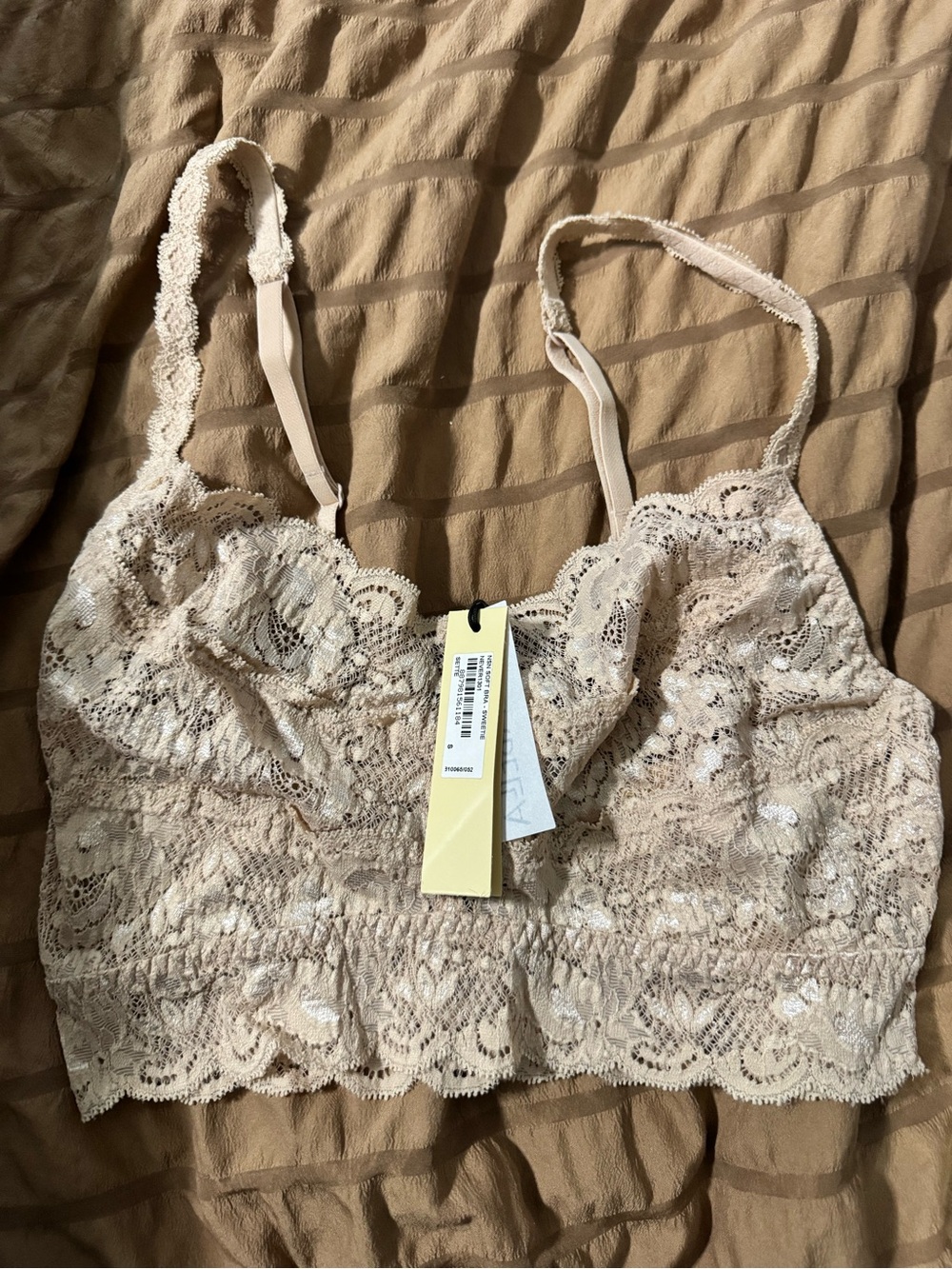 Cosabella Lace Bralette Crop Top in Beige